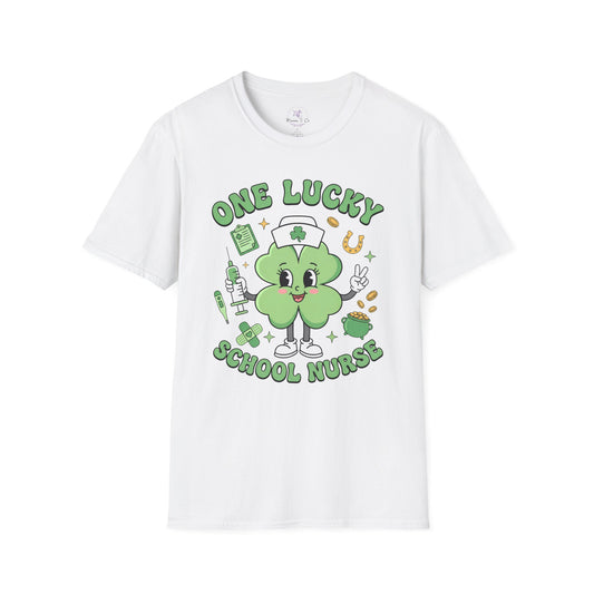 One Lucky School Nurse T-Shirt — Cute Clover Nurse St. Patrick’s Day Tee for School Nurses
