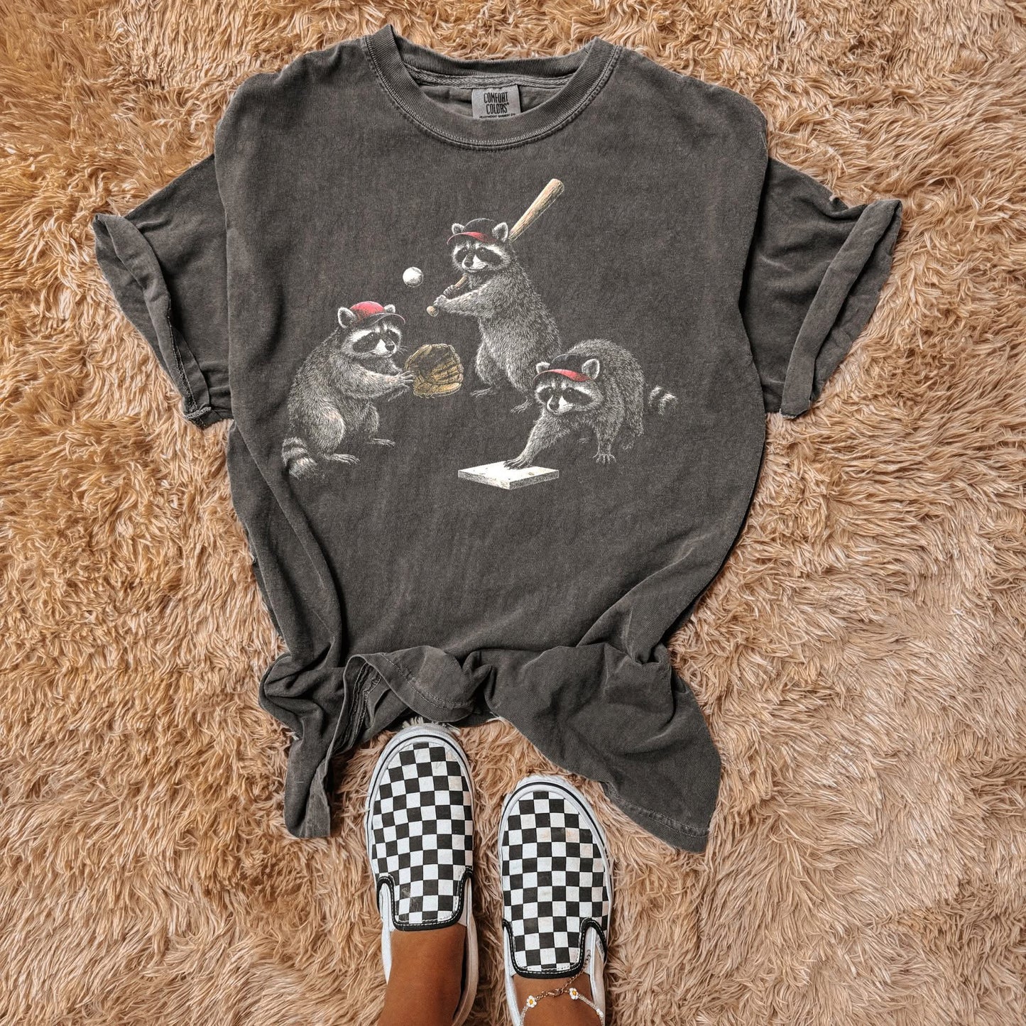 Feral Raccoons Playing Baseball Graphic Tee