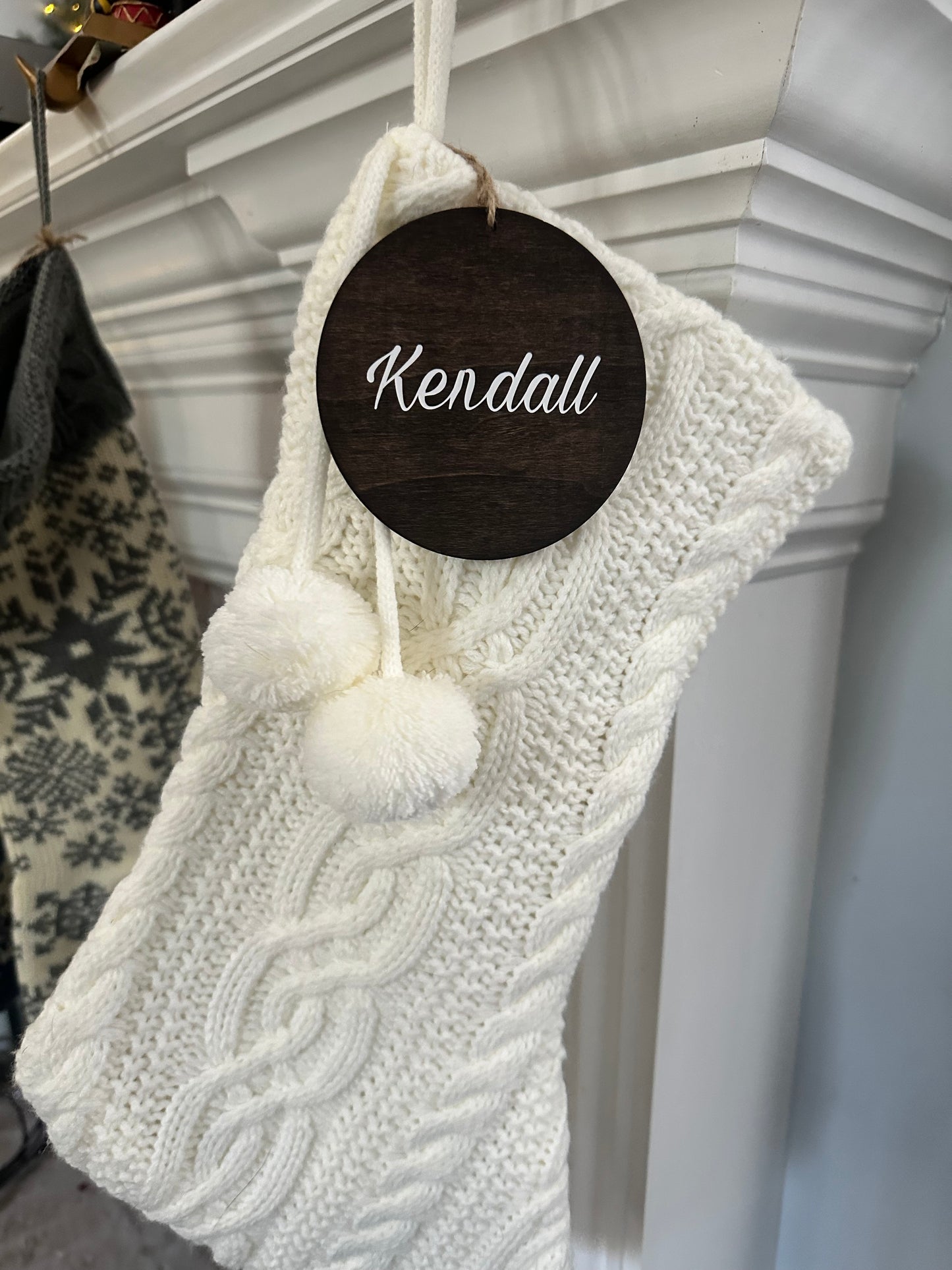 Personalized Wood Handmade Christmas Stocking Name Tag