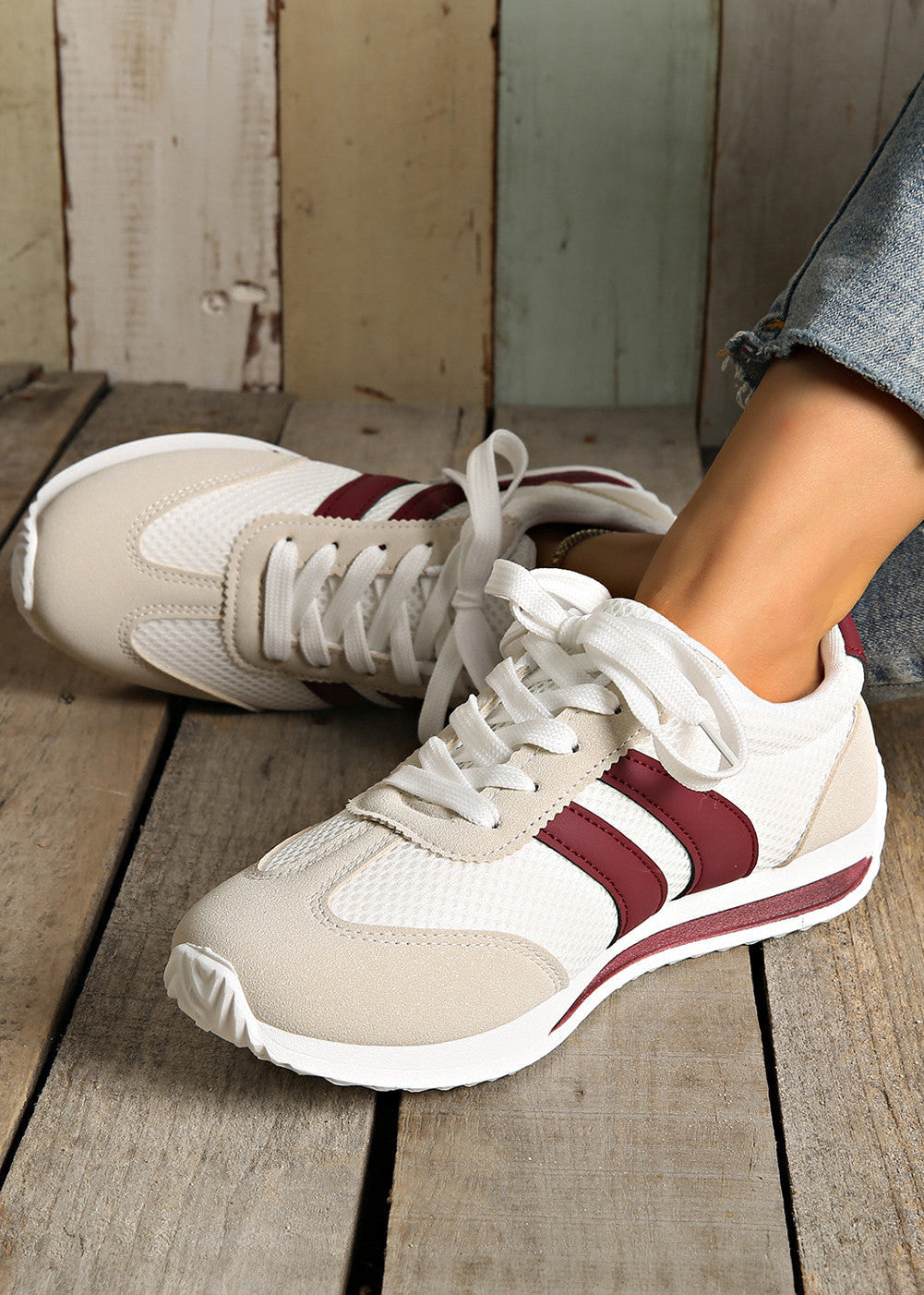 Burgundy Patchwork Sneakers RTS