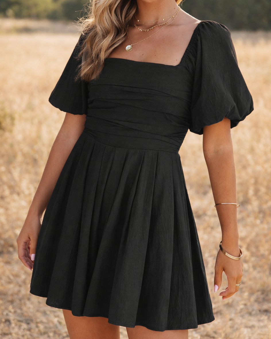 Black Square Neck Romper March.