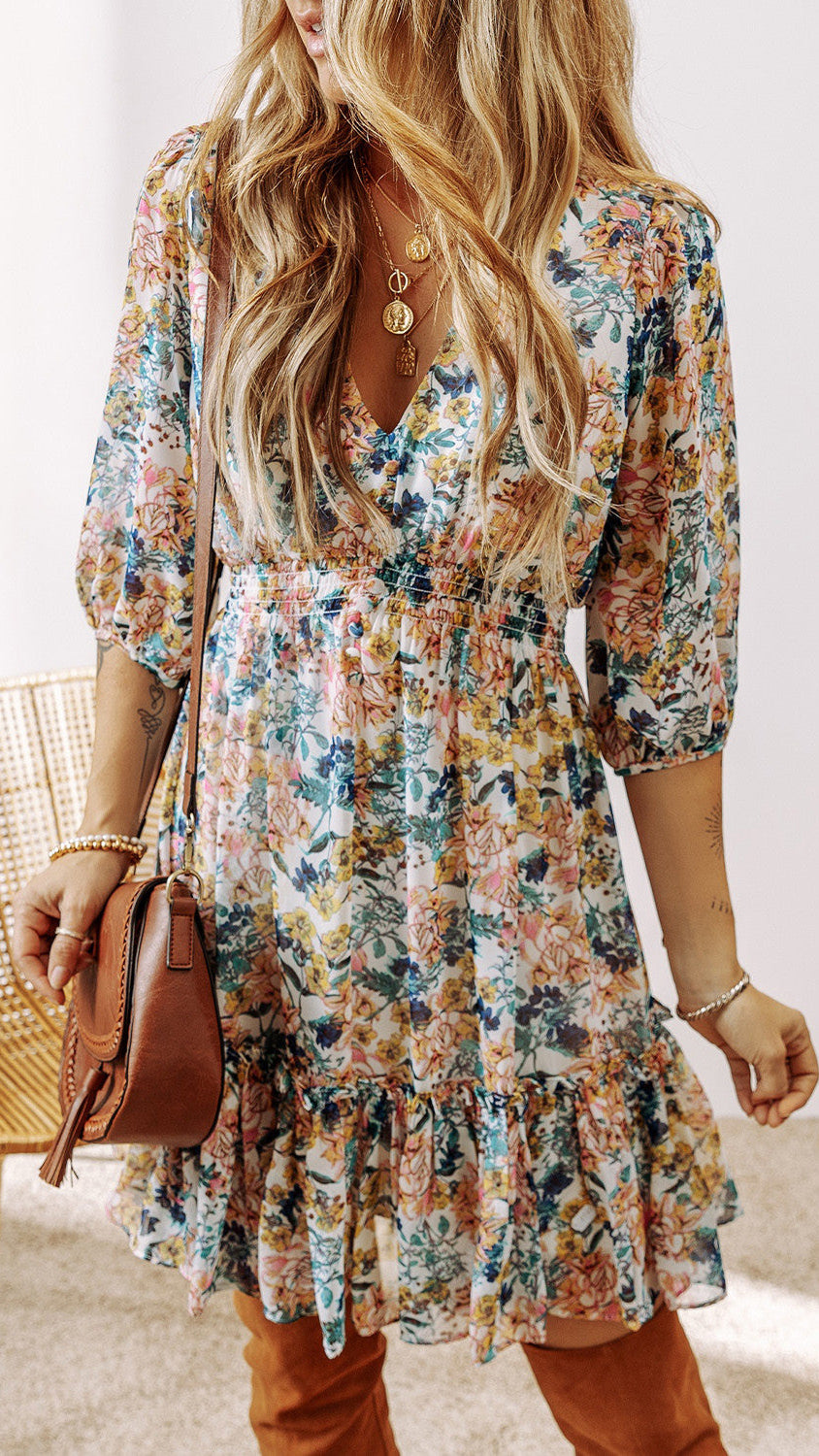 Floral V Neck Dress March.