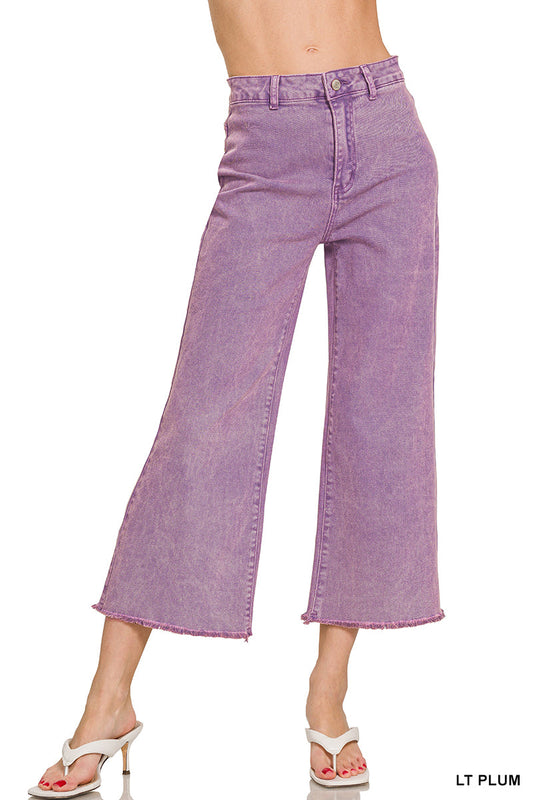 Cropped Frayed Hem Straight Jeans Zenana New RTS