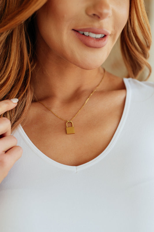Lock it Up Lock Pendant Gold Necklace