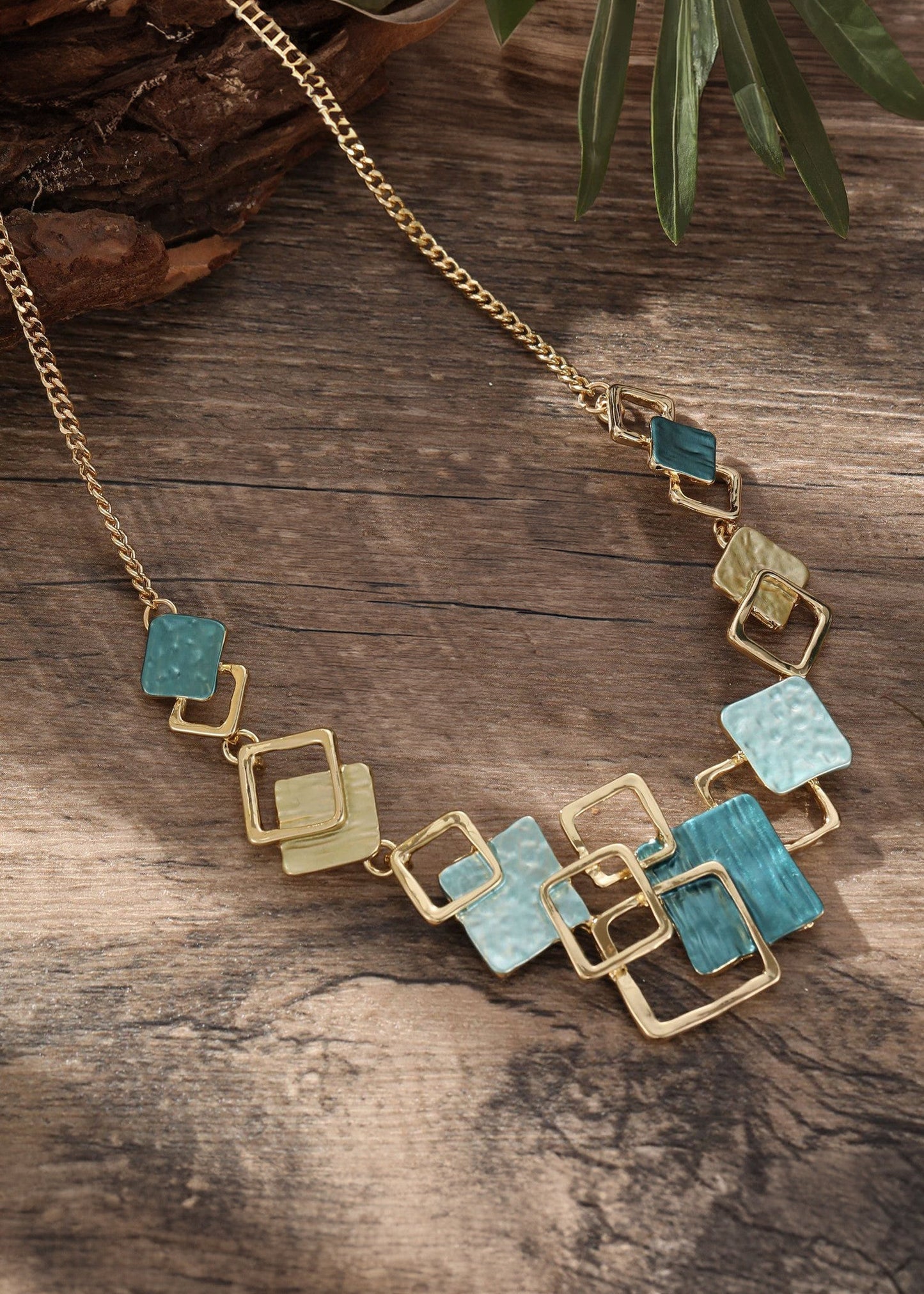 Blue Geometric Necklace RTS