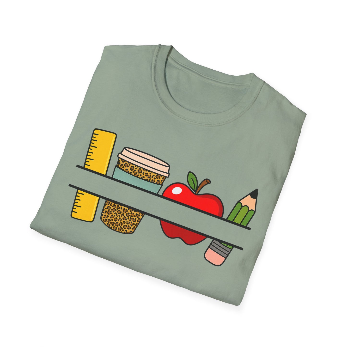 Teacher Classroom Essentials T‑Shirt — Apple, Ruler & Pencil School Design Personalized