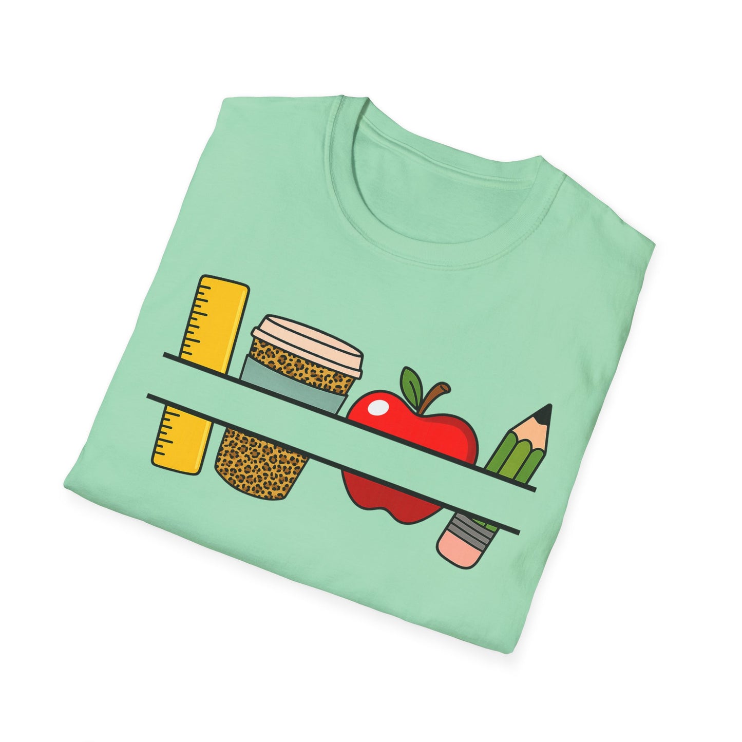 Teacher Classroom Essentials T‑Shirt — Apple, Ruler & Pencil School Design Personalized