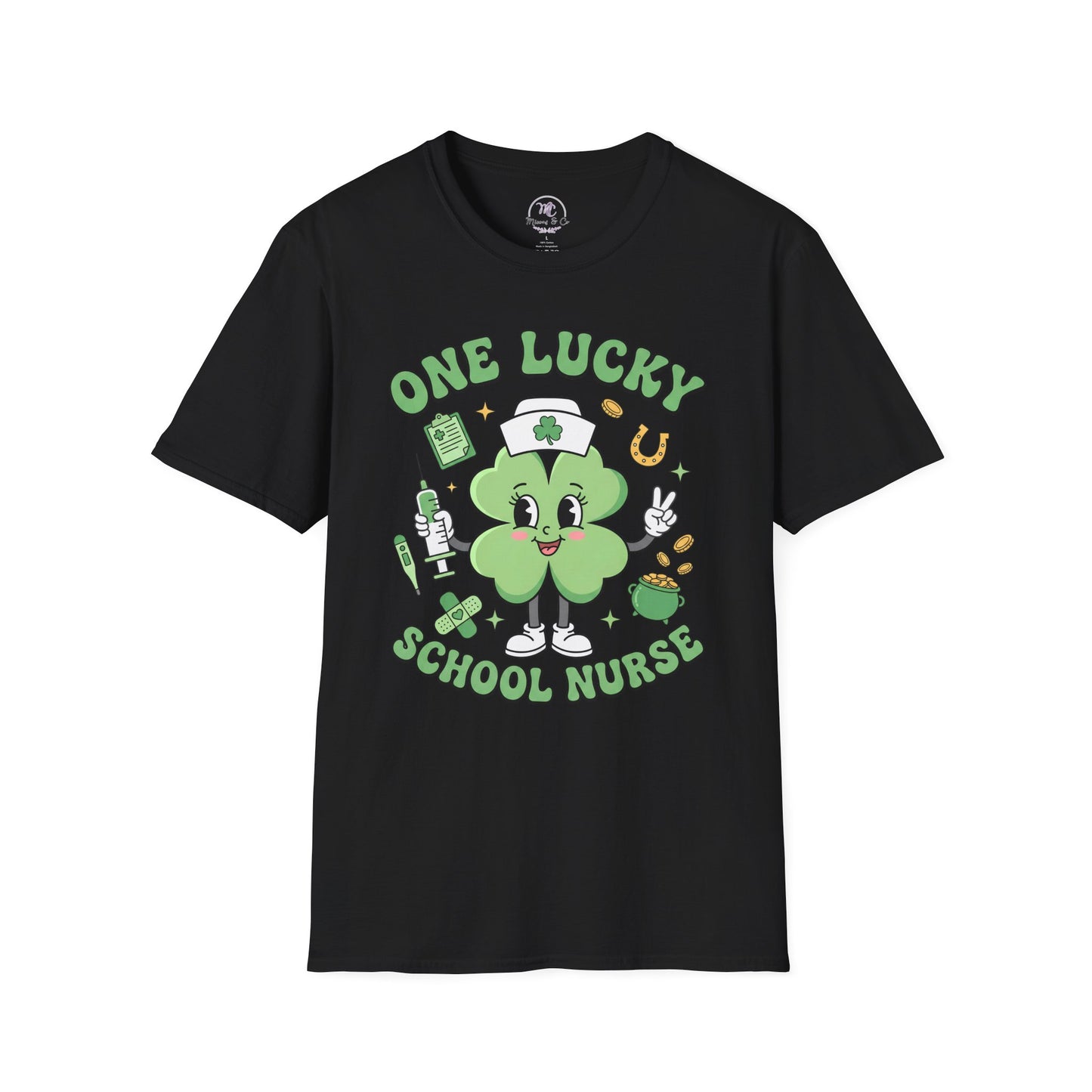 One Lucky School Nurse T-Shirt — Cute Clover Nurse St. Patrick’s Day Tee for School Nurses