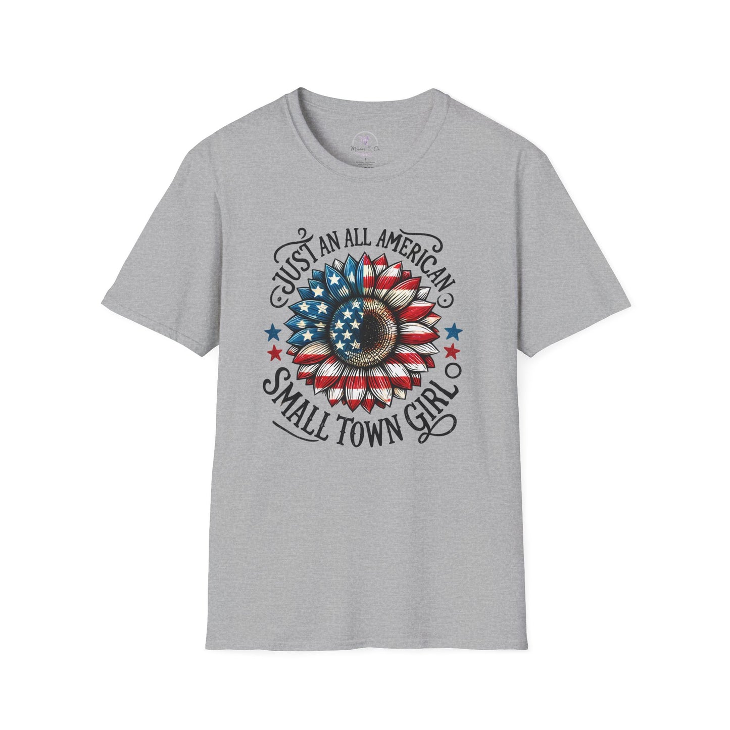Patriotic Sunflower Tee — "Just An All American Small Town Girl"