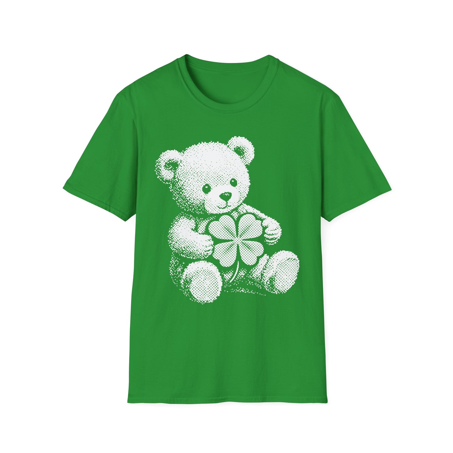 St. Patrick's Teddy Bear T-Shirt — Lucky Four-Leaf Clover Graphic