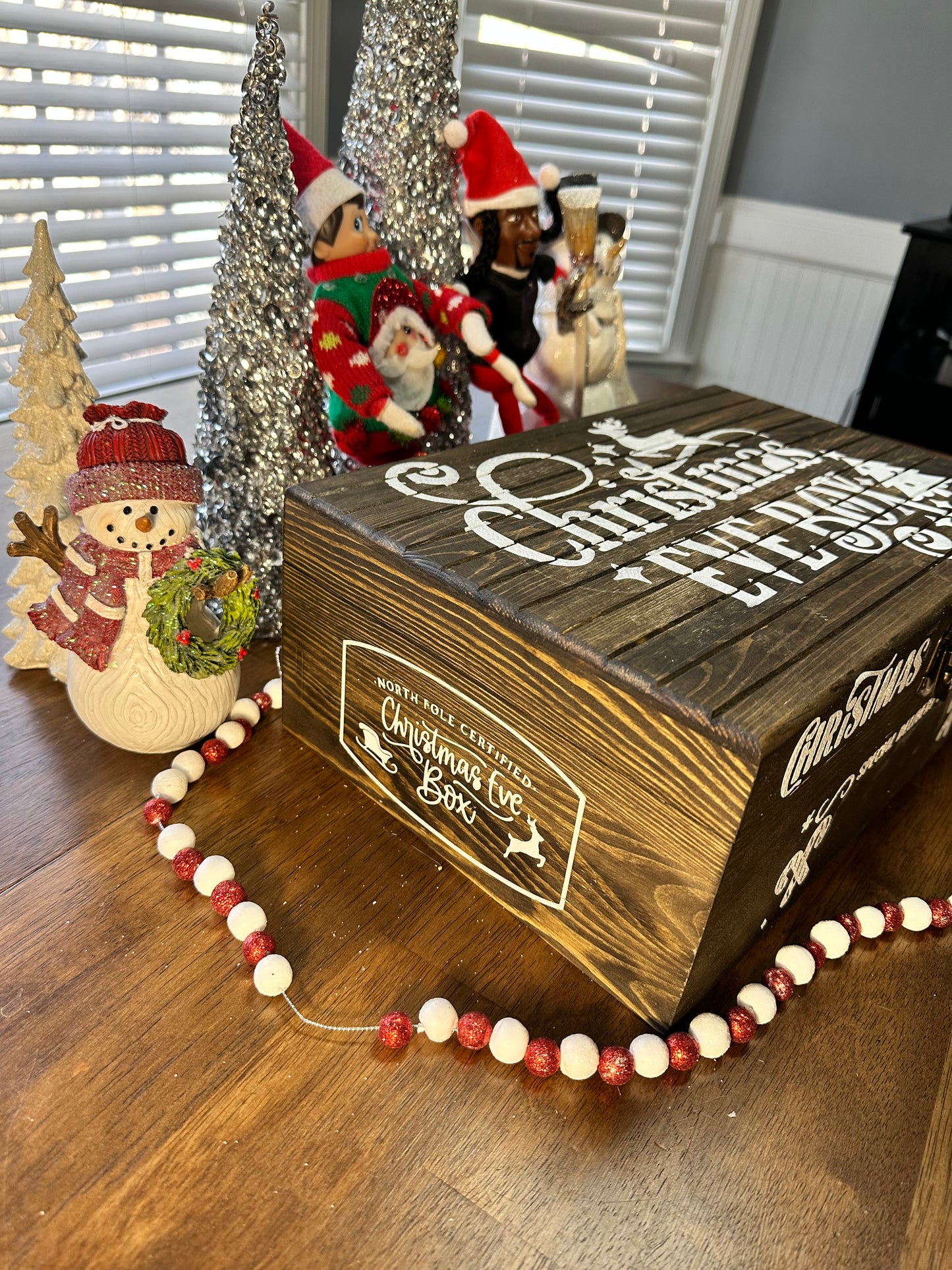 Personalized Christmas Eve Wood Handpainted Box
