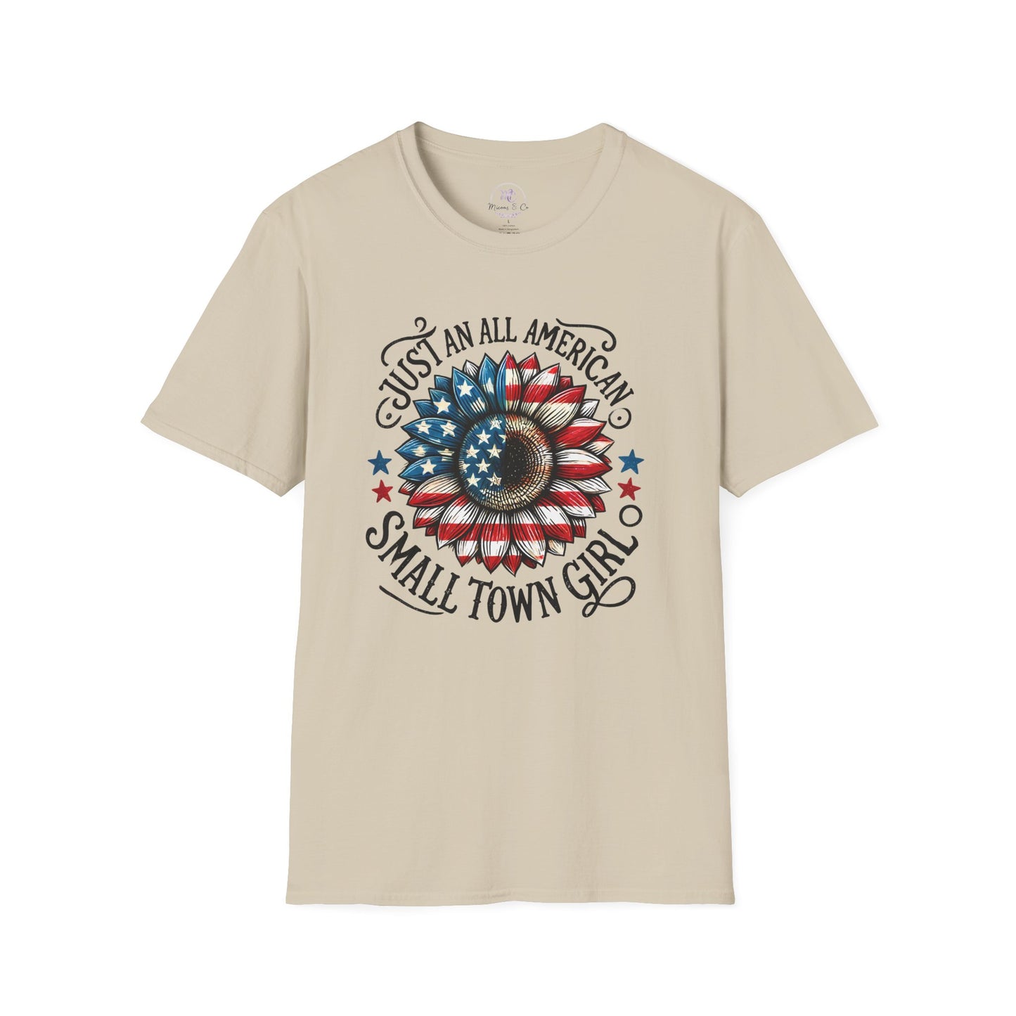 Patriotic Sunflower Tee — "Just An All American Small Town Girl"