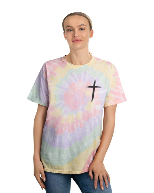 Christian Tie-Dye T-Shirt — "If You Bring Up My Past, Jesus Dropped the Charges" Spiral Tee