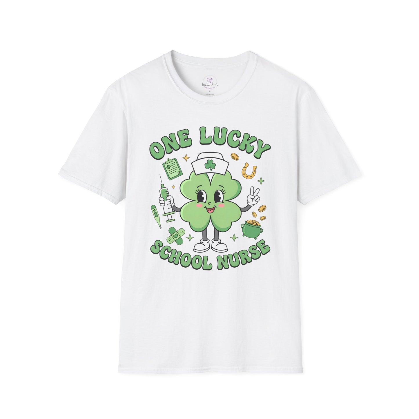 One Lucky School Nurse T-Shirt — Cute Clover Nurse St. Patrick’s Day Tee for School Nurses