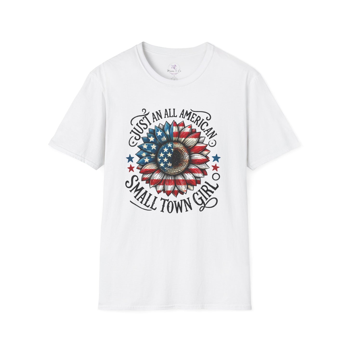 Patriotic Sunflower Tee — "Just An All American Small Town Girl"