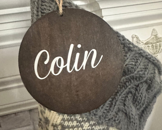 Personalized Wood Handmade Christmas Stocking Name Tag