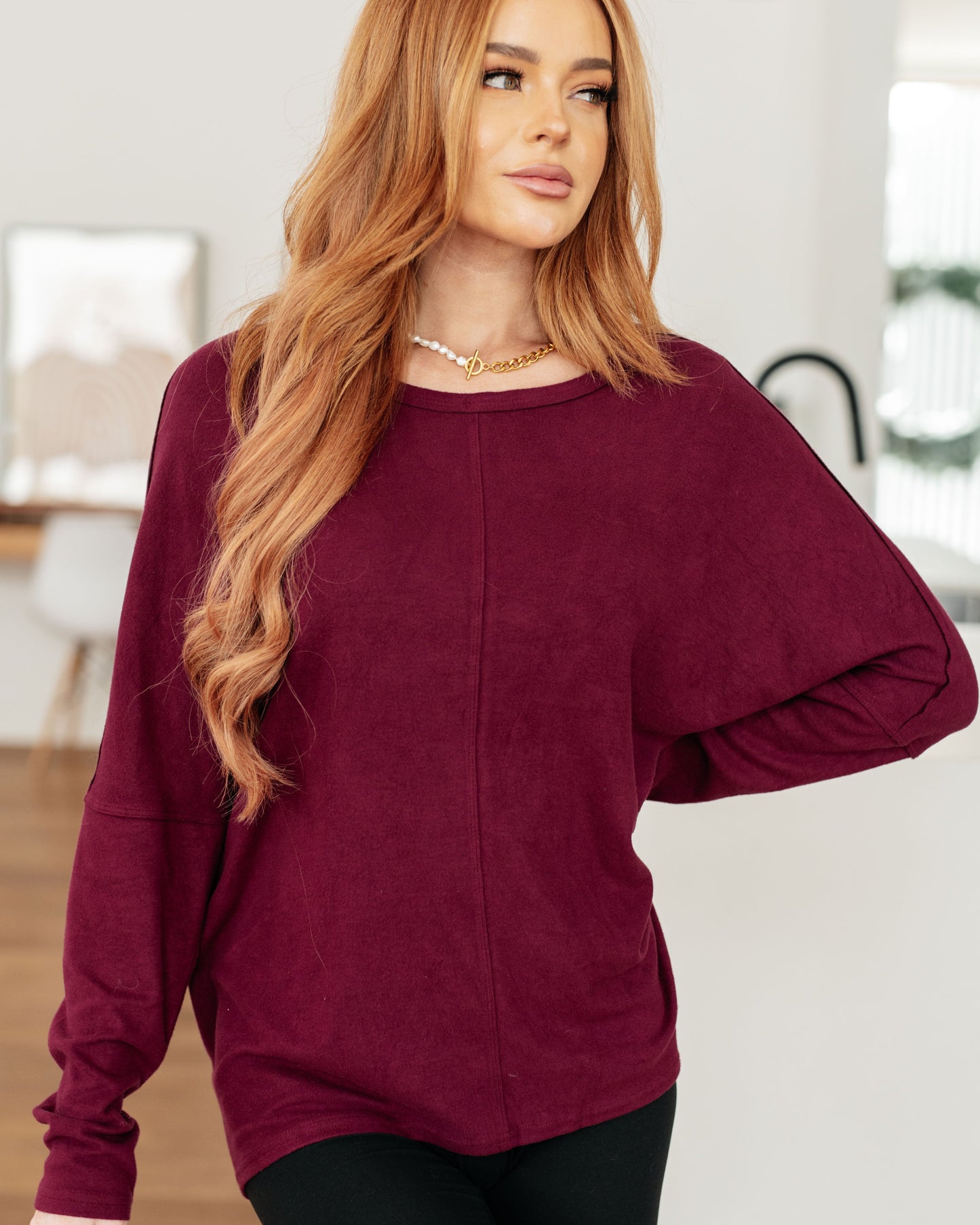 Drive Downtown Dolman Sleeve Top in Wine
