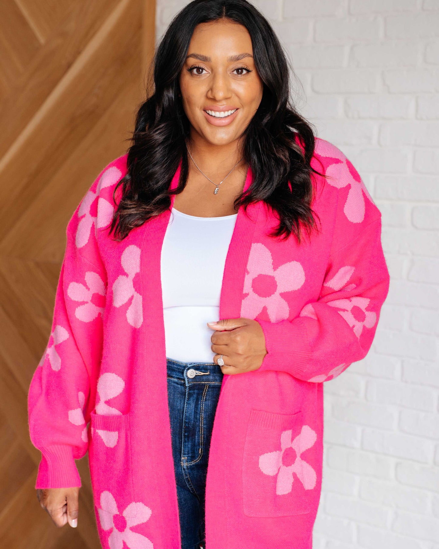 Enough Anyways Floral Cardigan in Pink