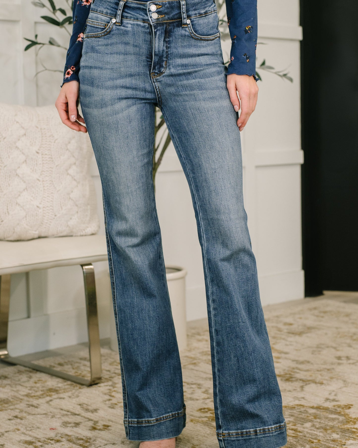 Judy Blue Eva High Waist Flare Tummy Control Double Button Jeans