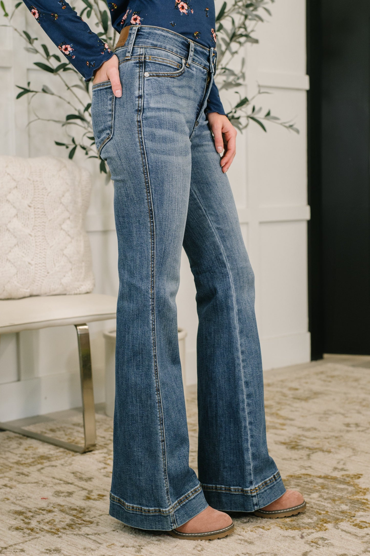 Judy Blue Eva High Waist Flare Tummy Control Double Button Jeans