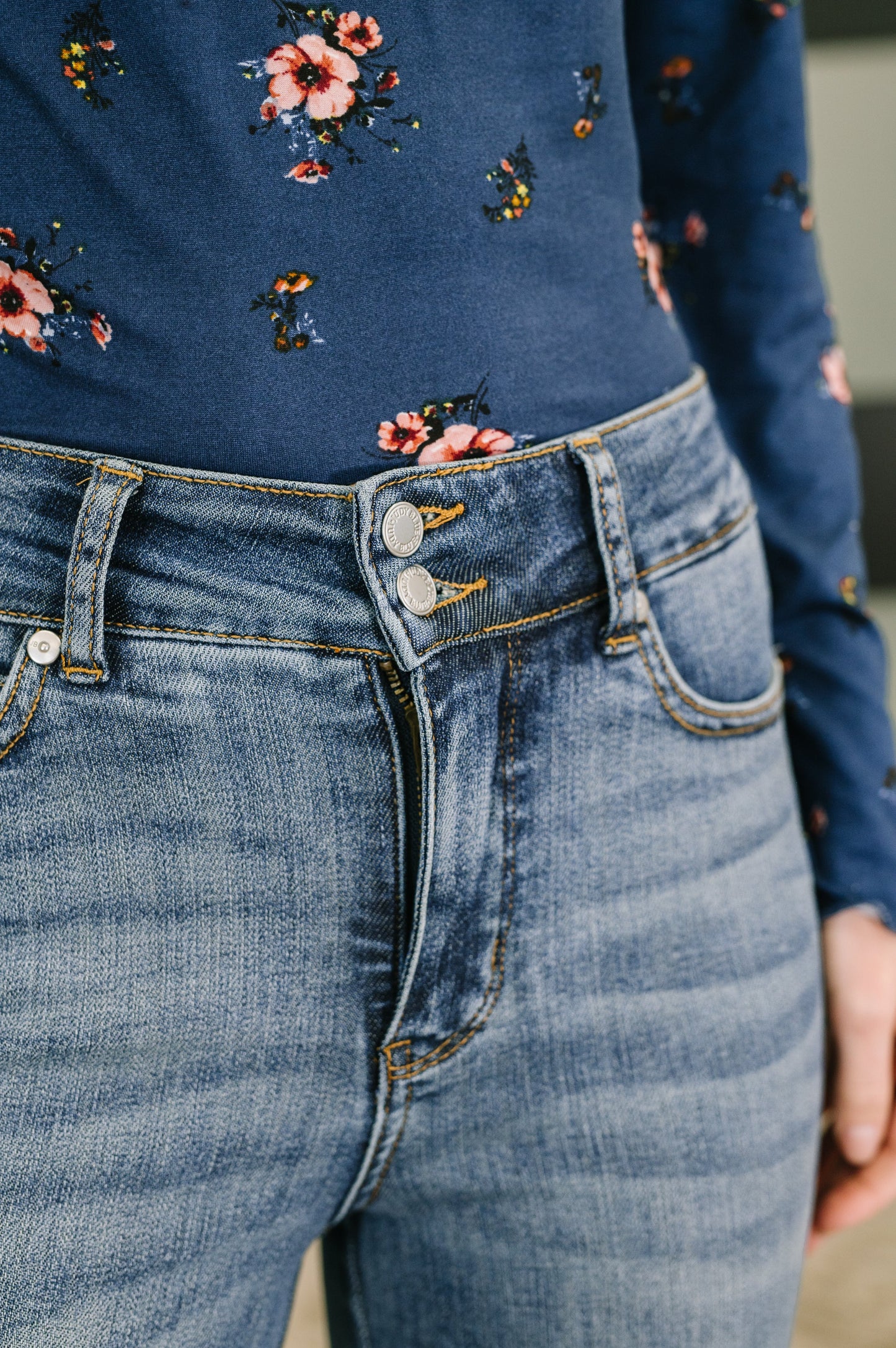 Judy Blue Eva High Waist Flare Tummy Control Double Button Jeans