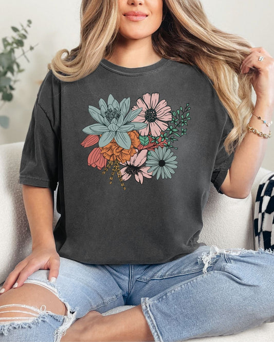 Charcoal Floral Graphic Tee