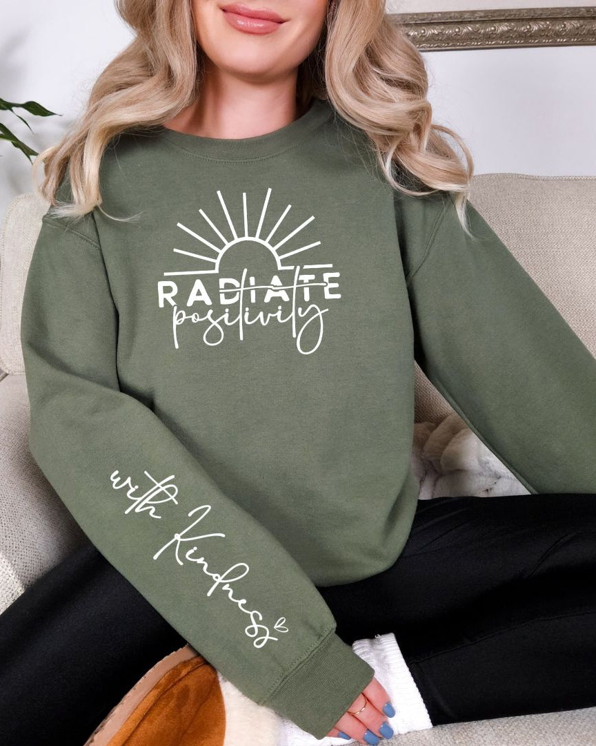 Radiate Positivity Graphic Sweatshirt in Three Colors