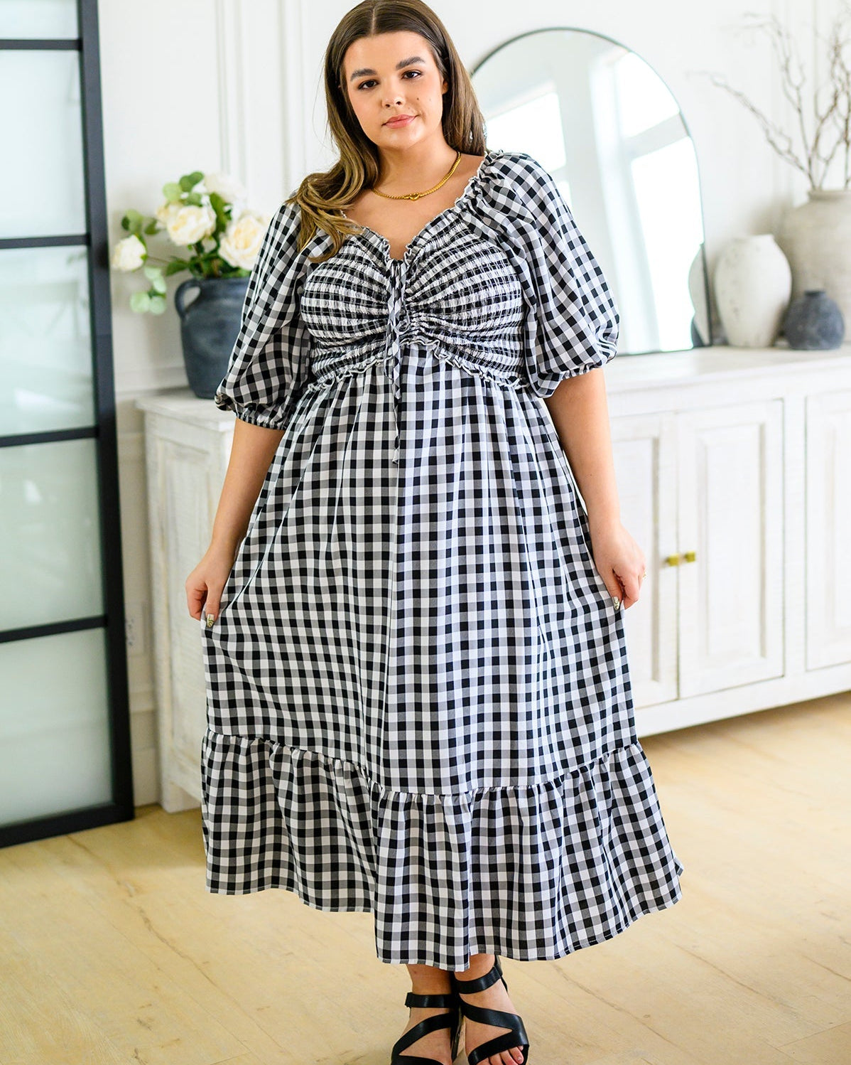 Greenville Gingham Midi Dress