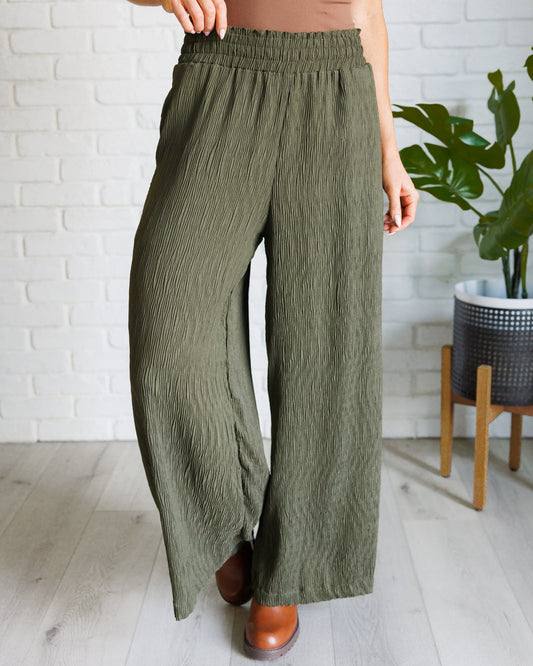 Harmony High Rise Wide Pants in Olive