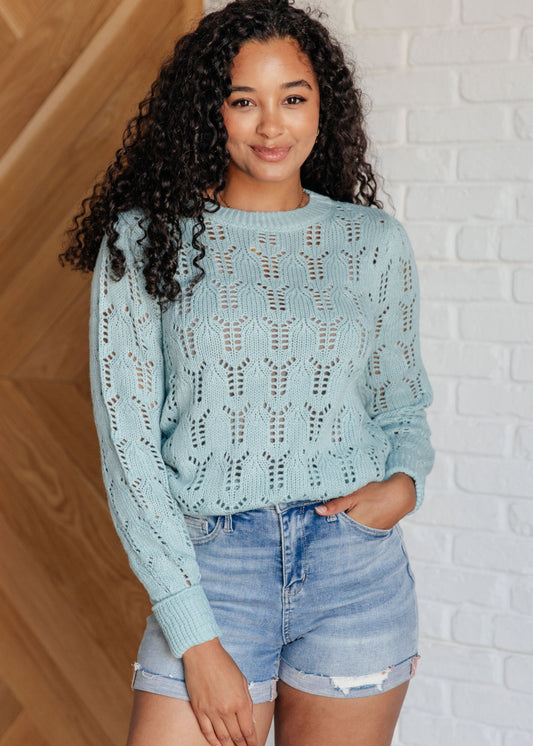Hole In One Sheer Pointelle Knit Sweater