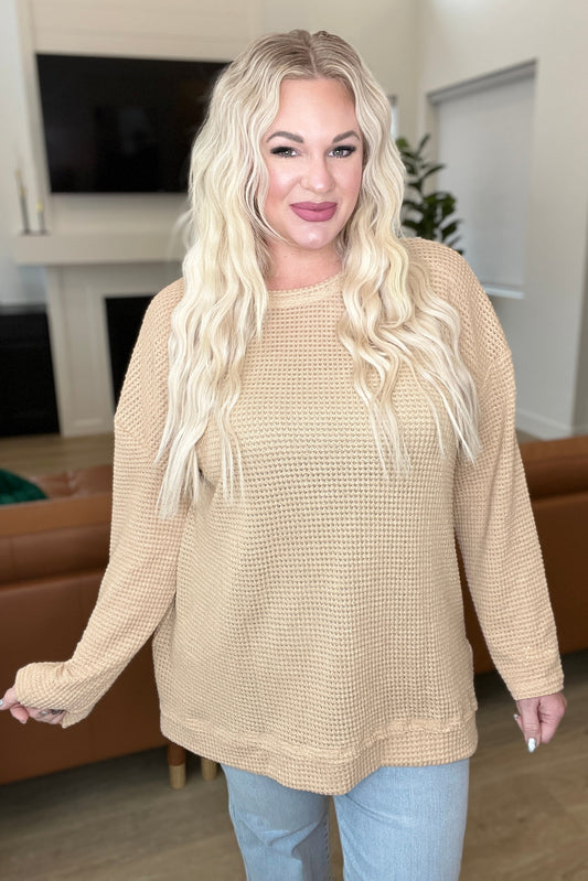 Soft And Sweet Waffle Knit Pullover Sweater