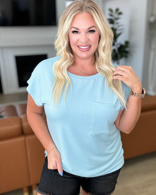 Not So Basic Pocket Tee in Blue