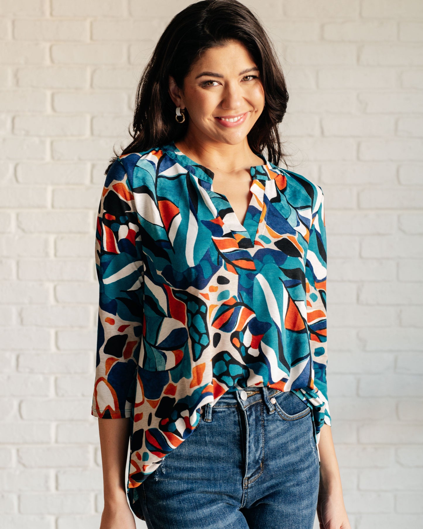 I Think Different Top in Abstract Teal