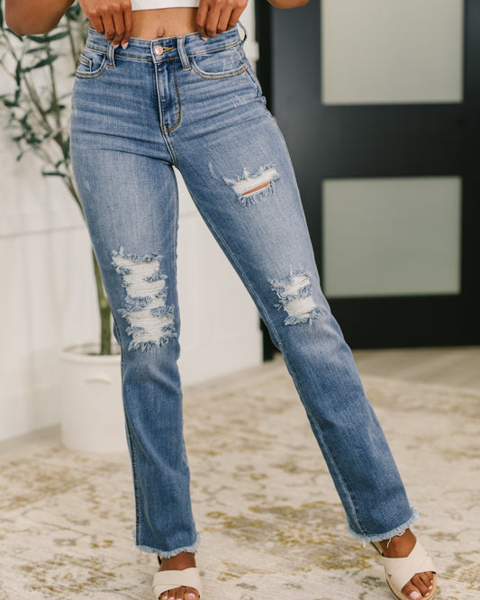 Judy Blue Maureen High Rise Distressed Bootcut Jeans