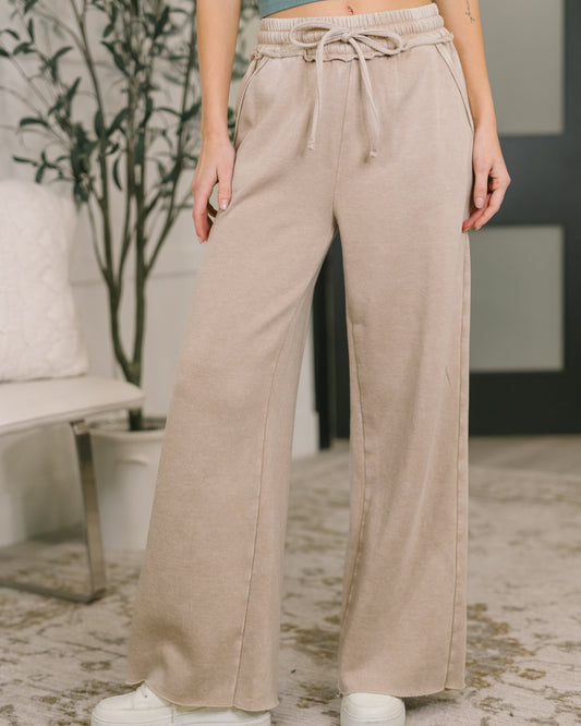 Nights Like This High Waist Palazzo Sweats in Ash Mocha
