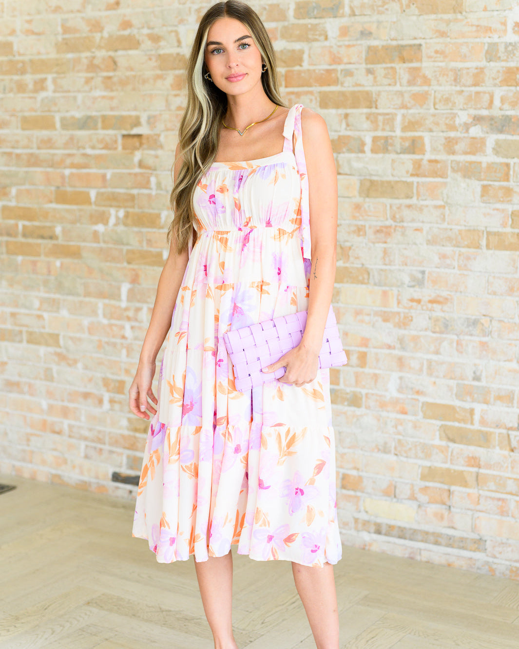Pastel Petals Floral Midi Dress