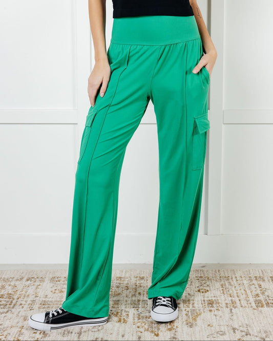 Race to Relax Cargo Pants in Emerald Green