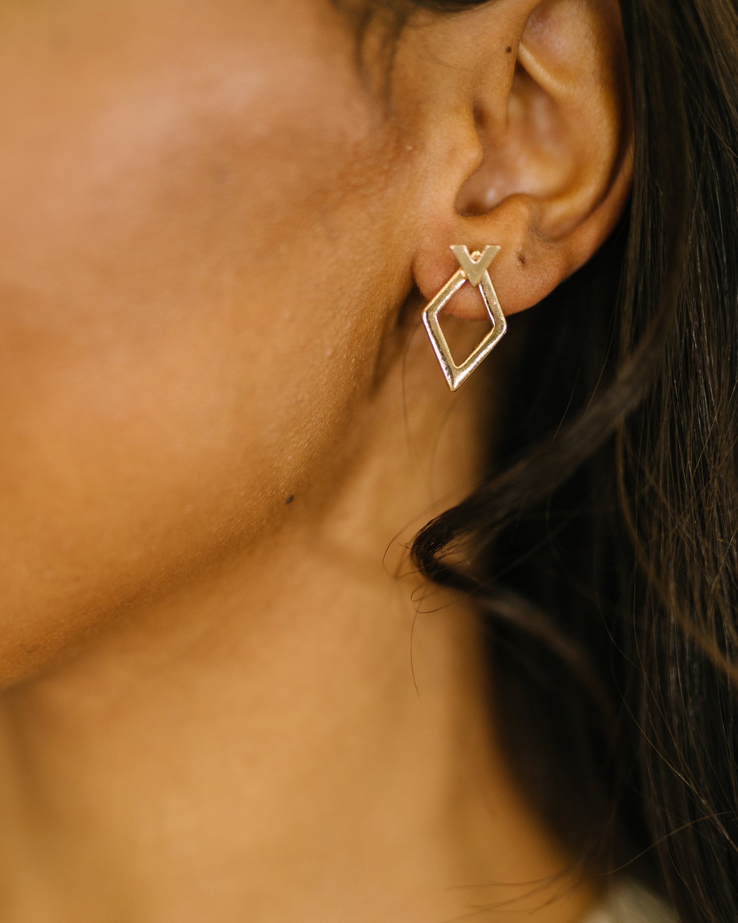 Steal Your Breath Geometric Rhombus Stud Earrings