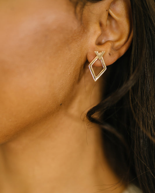 Steal Your Breath Geometric Rhombus Stud Earrings