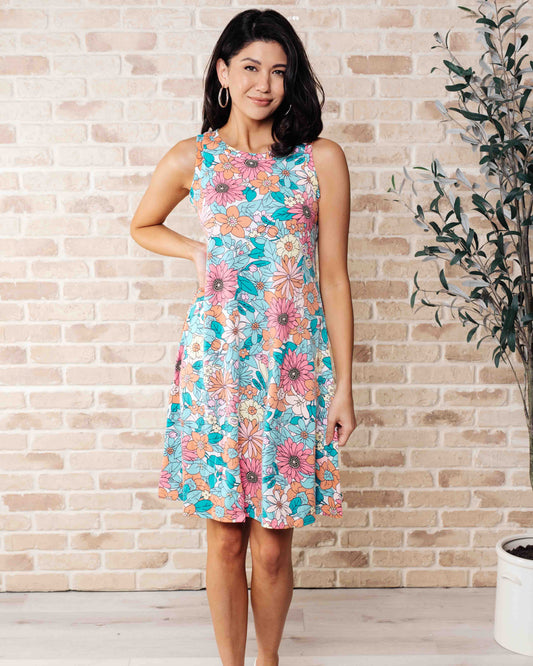 Summer Garden Sleeveless Swing Dress