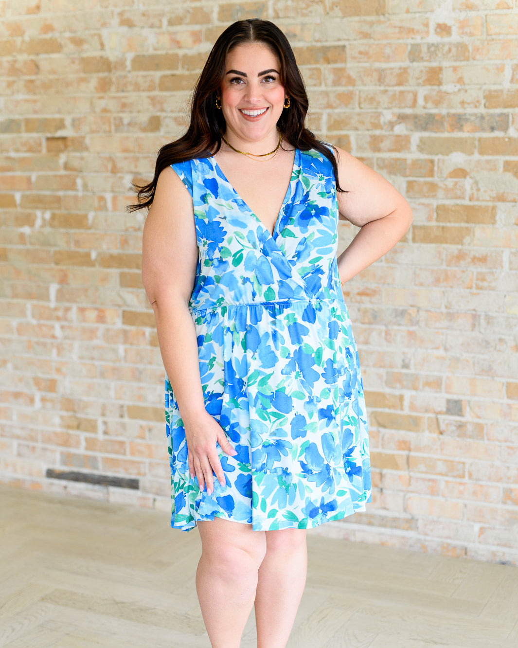 The Sun's Been Quite Kind V-Neck Dress in Blue