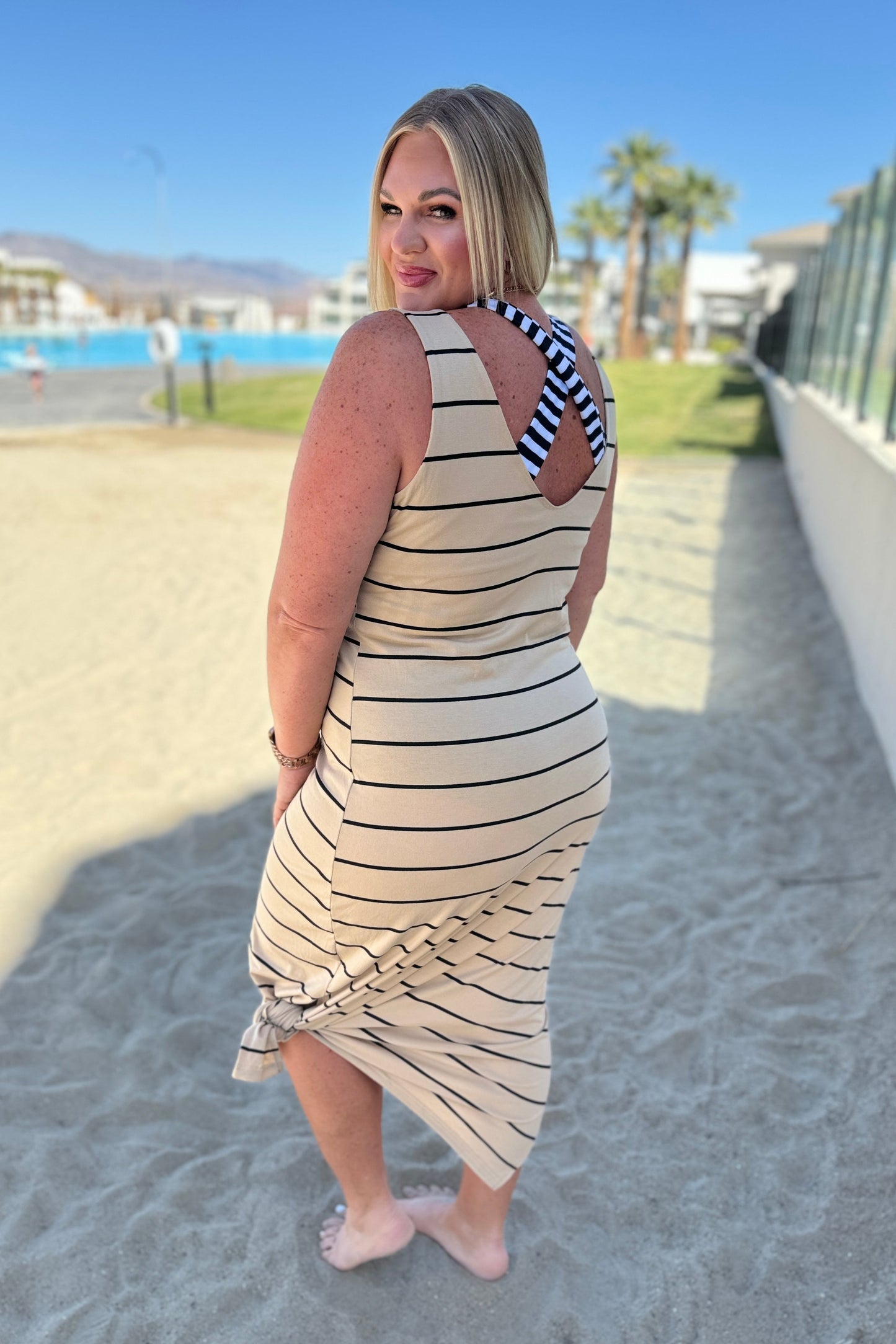 You Get Me Sleeveless Maxi Dress In Khaki