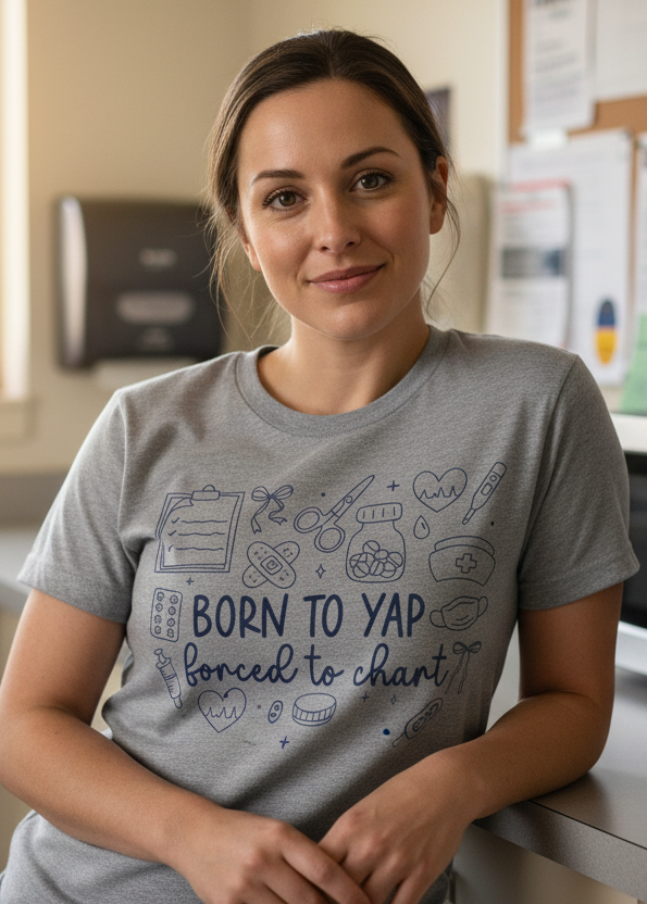 Born to Yap Forced to Chart Nurse T-Shirt