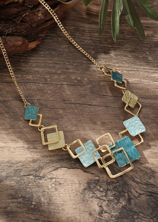 Blue Geometric Necklace RTS