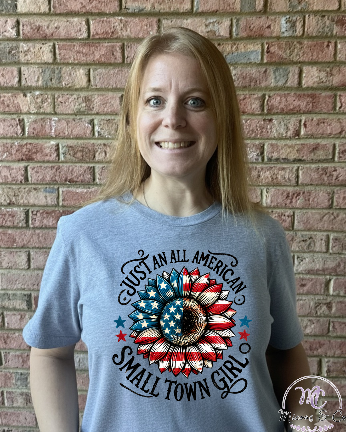 Patriotic Sunflower Tee — "Just An All American Small Town Girl"